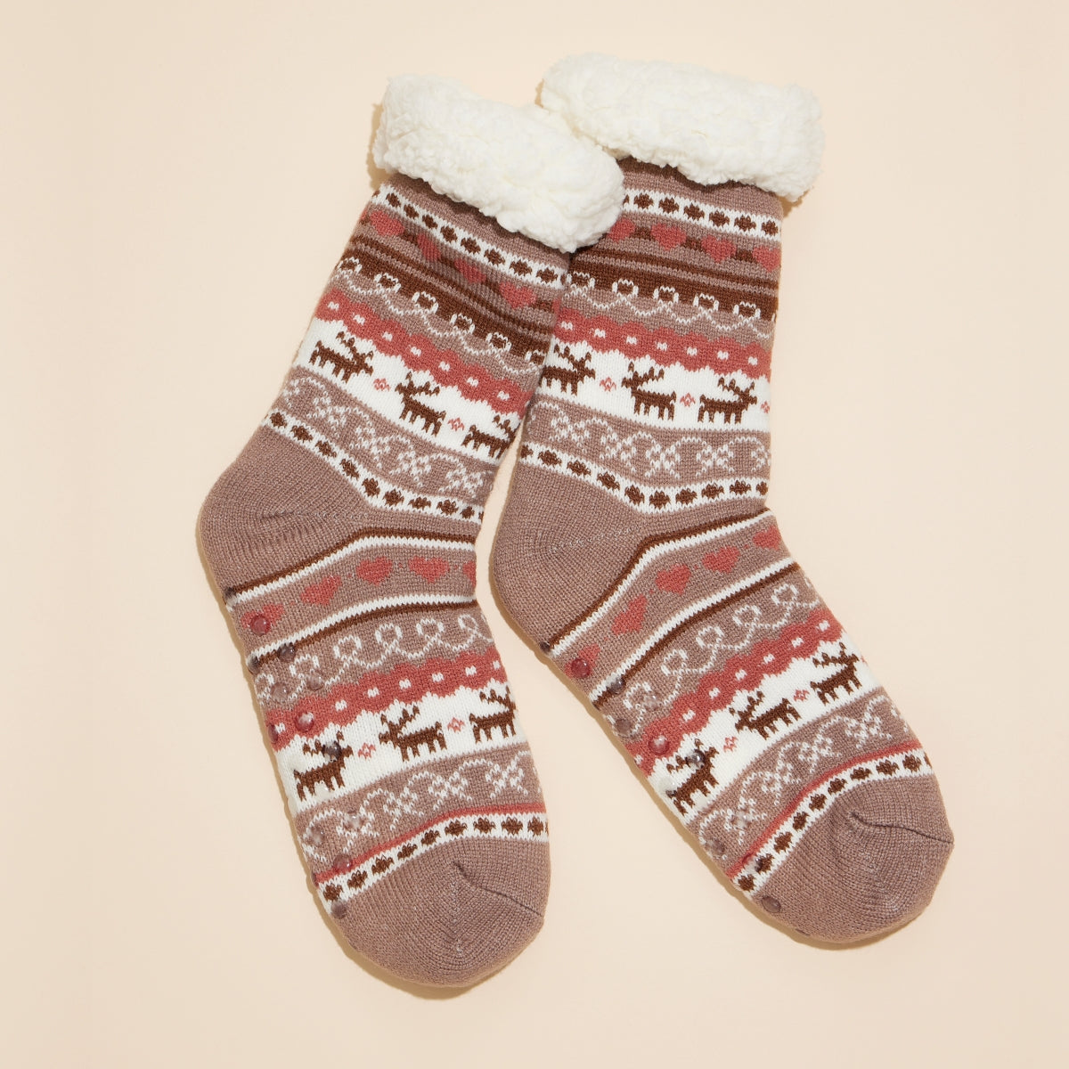 Reindeer Fleece Lined Knit Socks – Assorted Colors