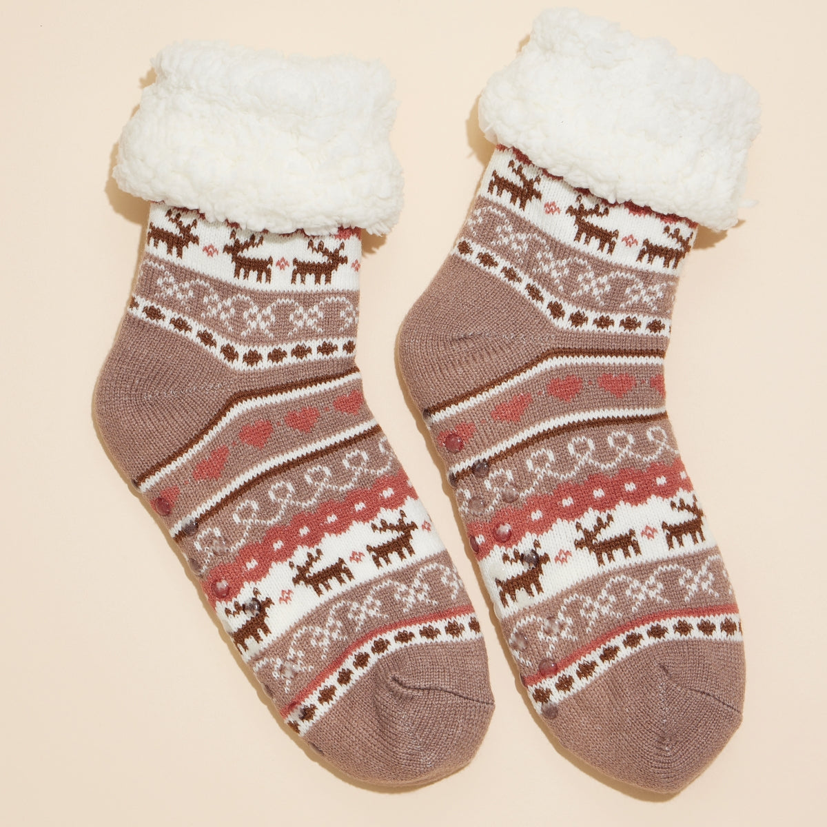 Reindeer Fleece Lined Knit Socks – Assorted Colors