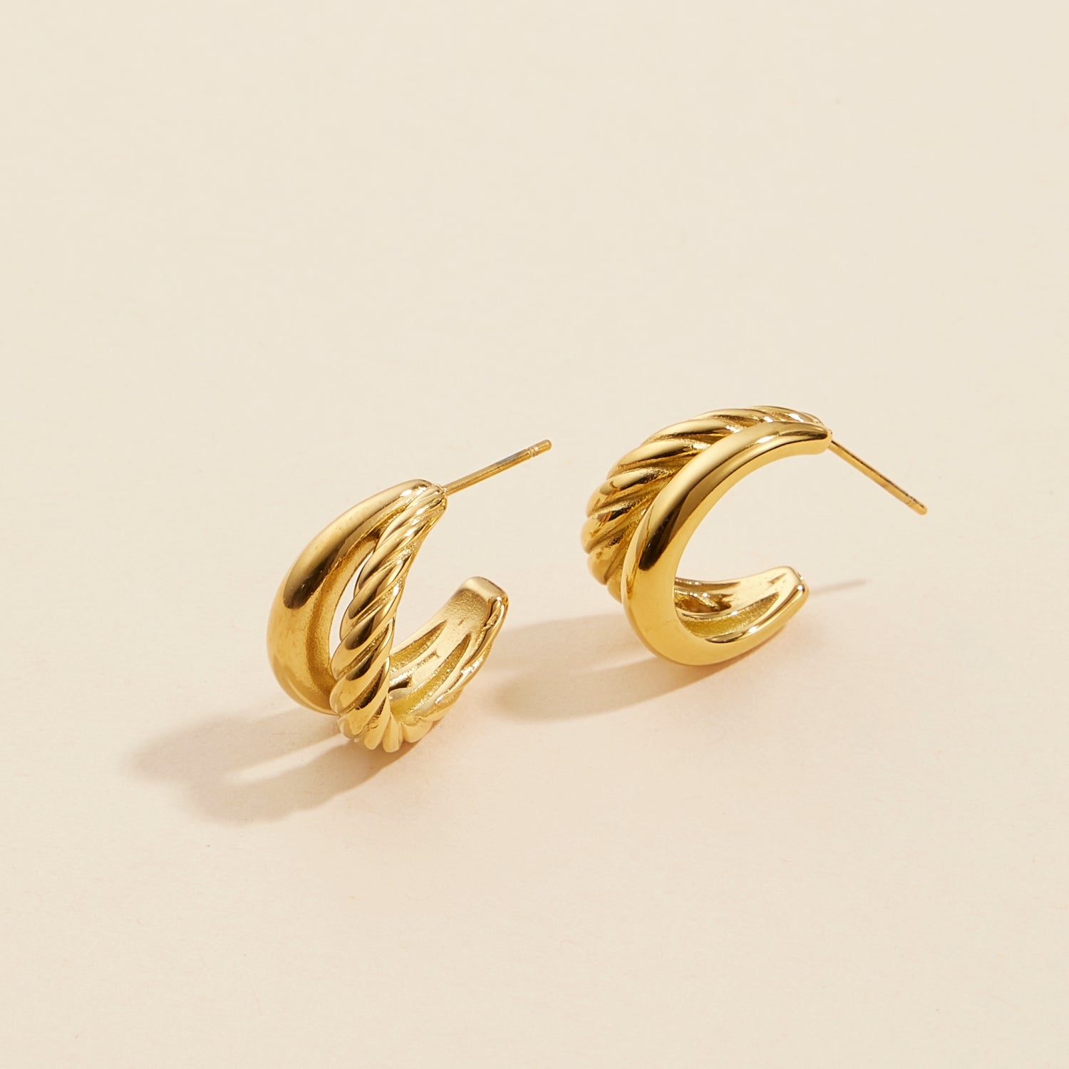 Elegant Gold-Dipped | Stainless Steel Open Hoop Earrings