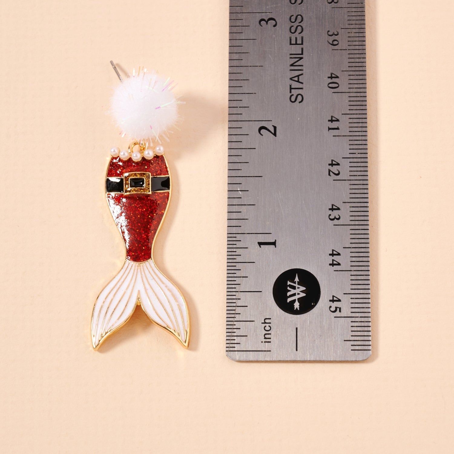 Glitter Santa Mermaid Dangle Earrings | Pom Pom Holiday Earrings