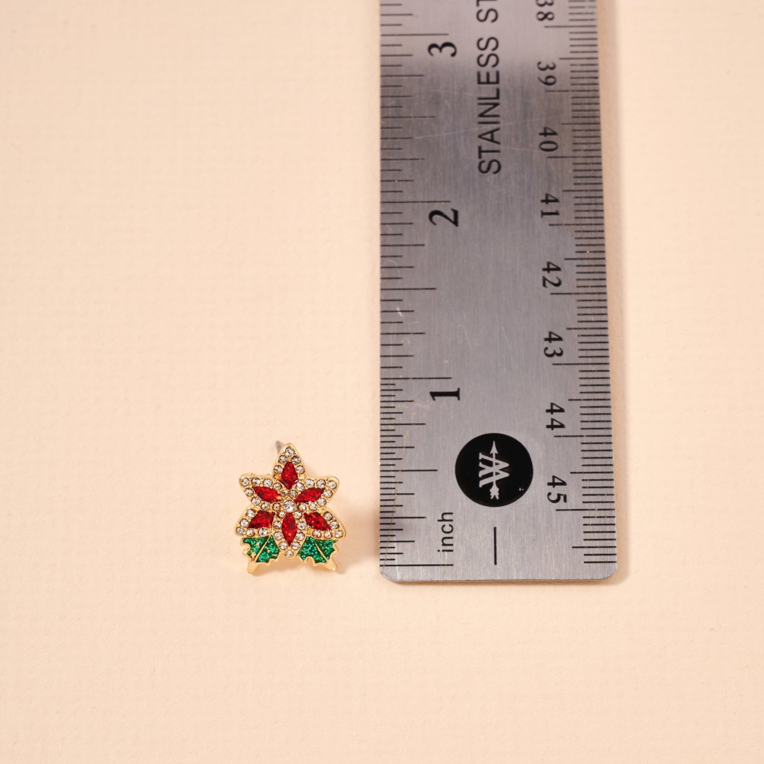 Poinsettia Crystal Holiday Stud Earrings