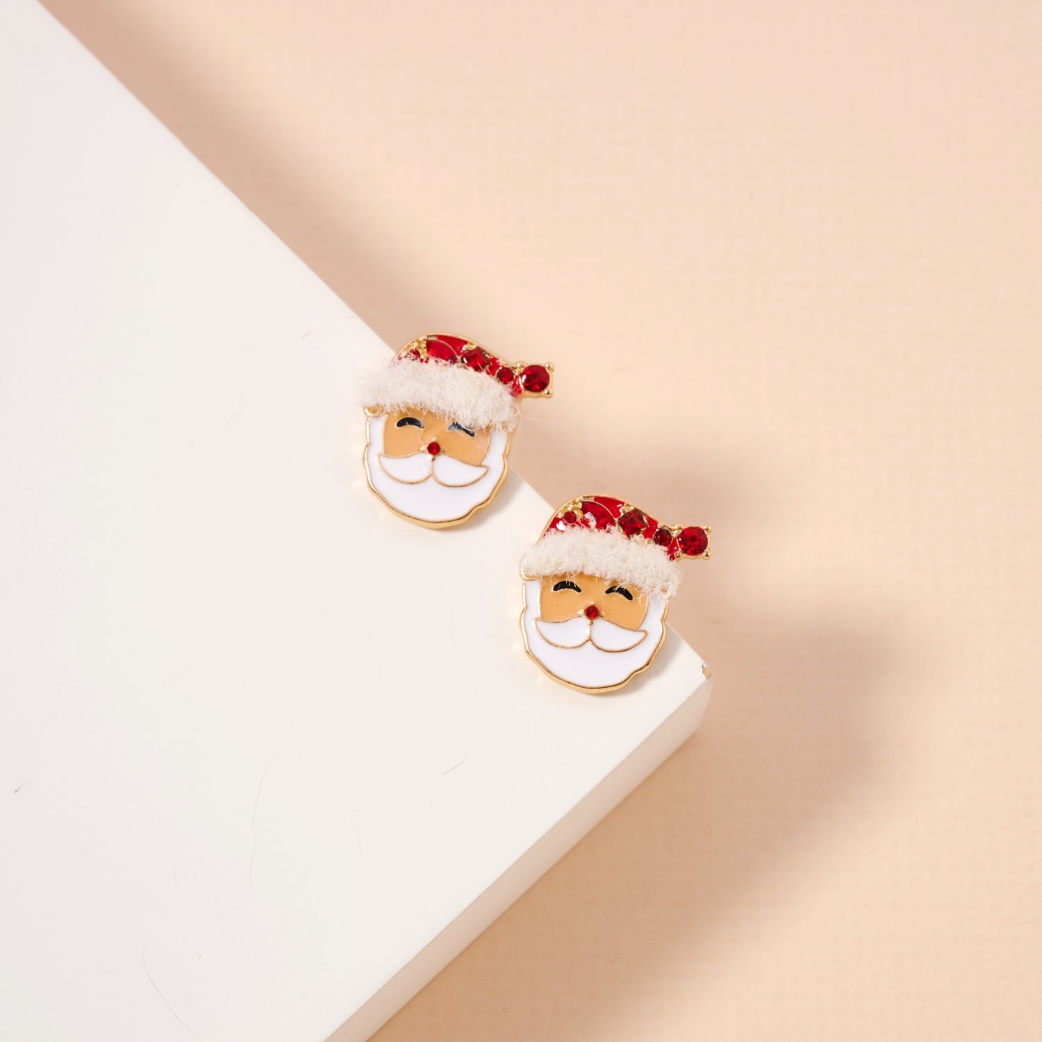 Santa Claus Stud Earrings | Red Rhinestone Christmas Earrings