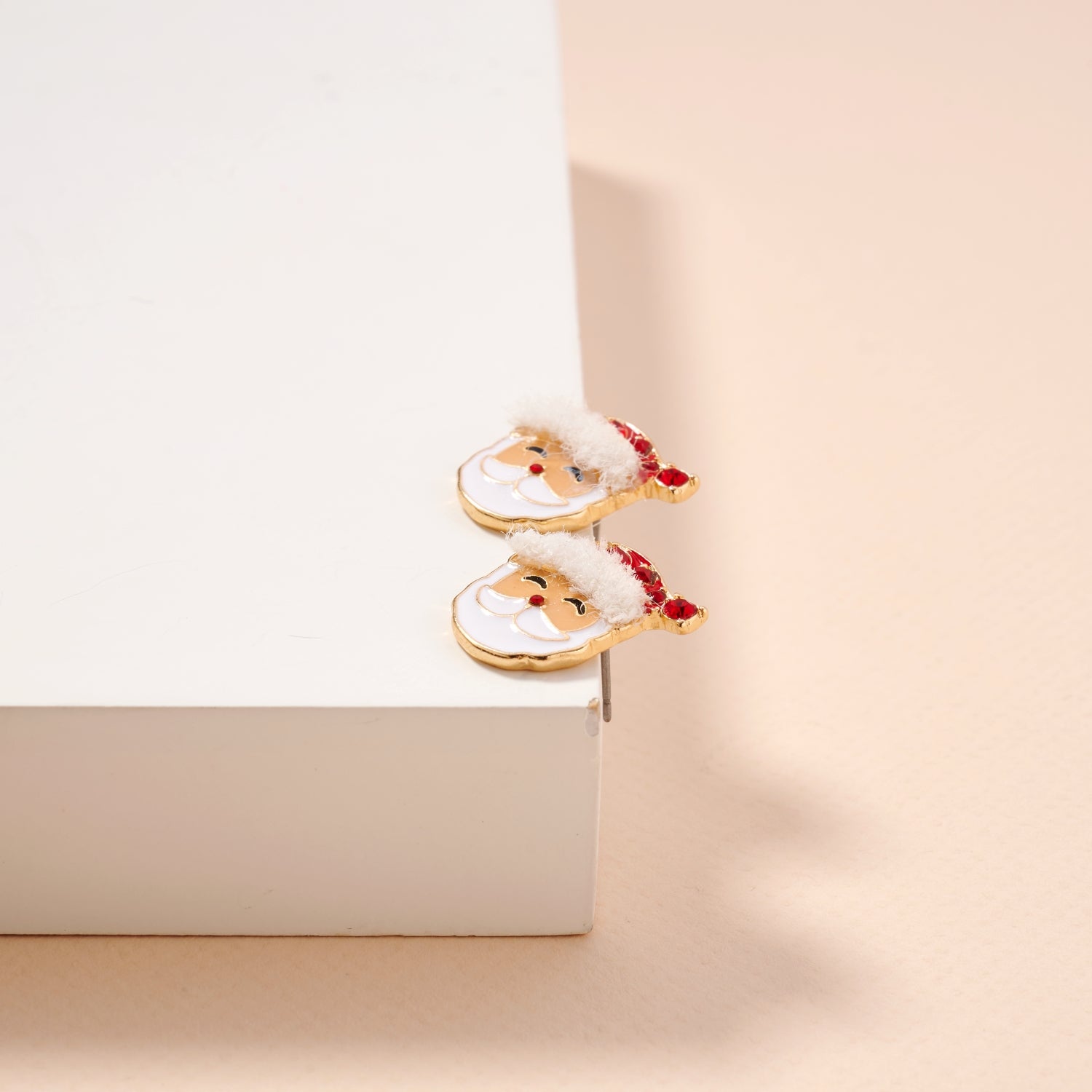Santa Claus Stud Earrings | Red Rhinestone Christmas Earrings
