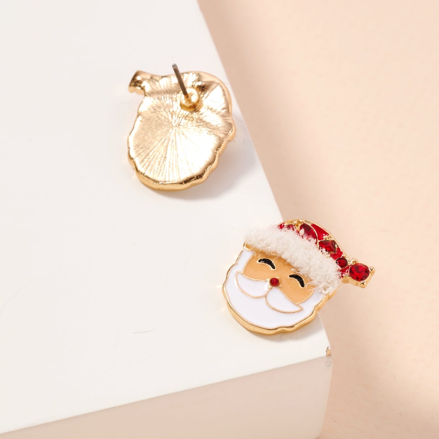 Santa Claus Stud Earrings | Red Rhinestone Christmas Earrings