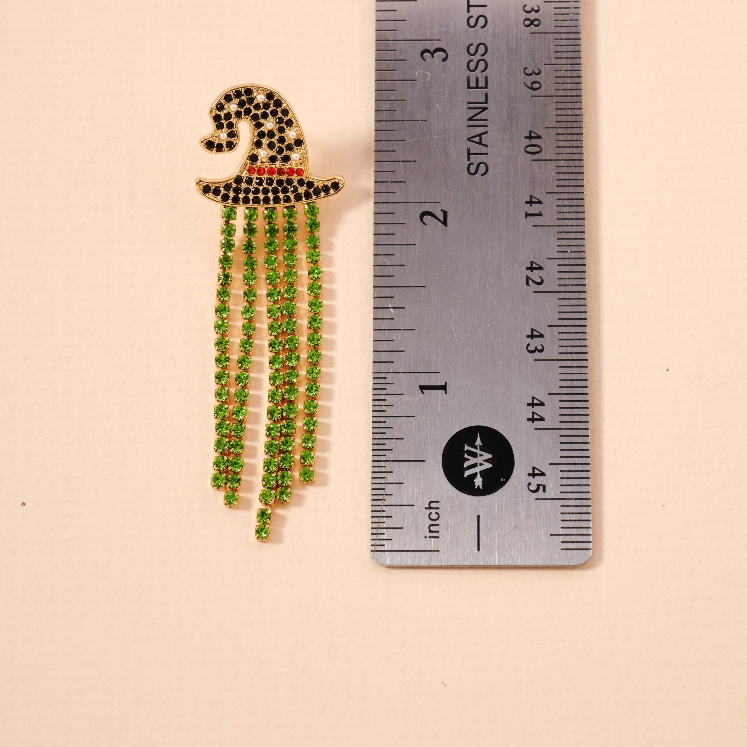 Halloween Witch Hat Rhinestone Dangling Earrings