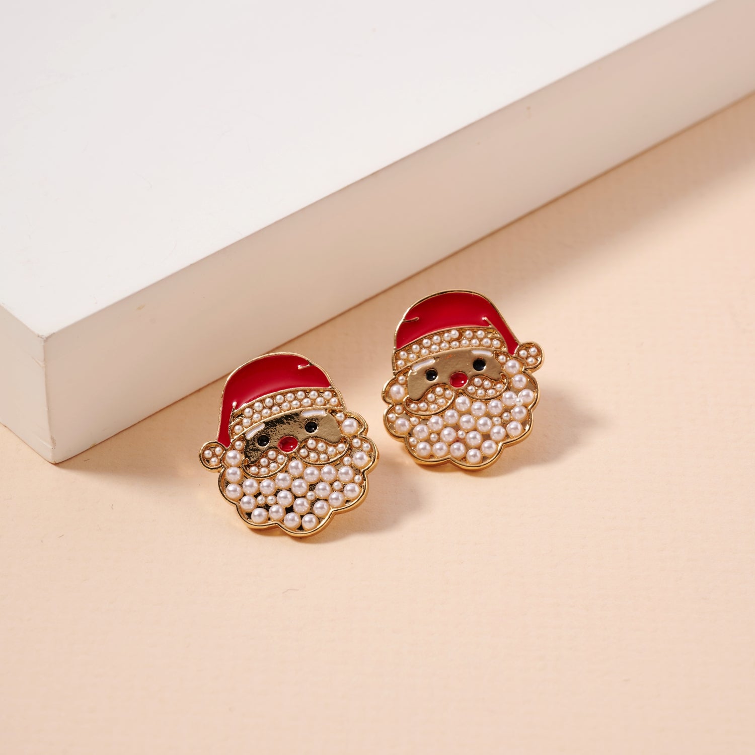 Santa Pearl Enamel Earrings