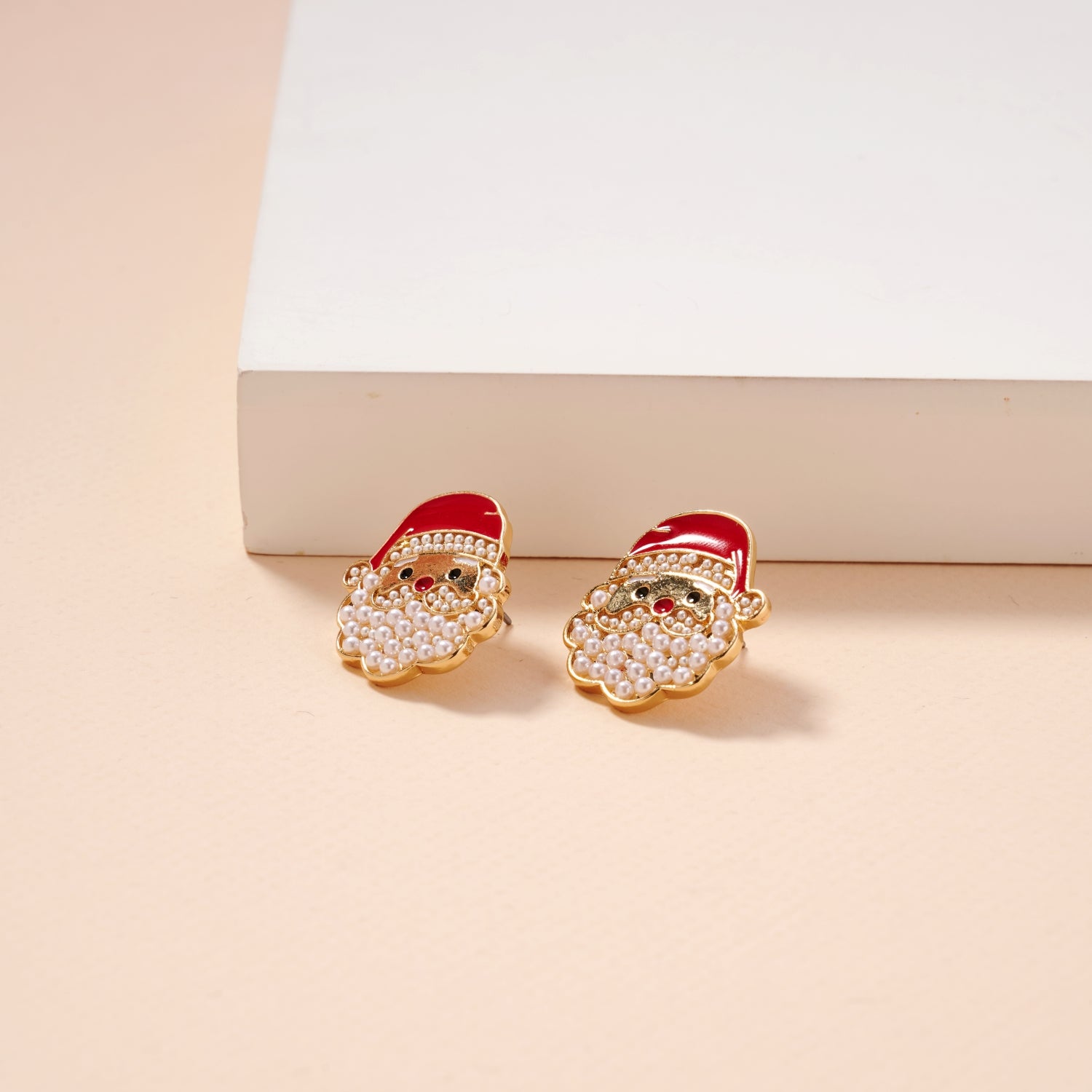 Christmas Santa Claus Pearl Stud Earrings
