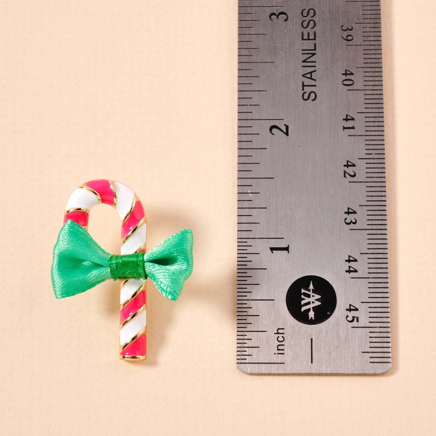 Christmas Candy Cane & Bow Enamel | Stud Earrings