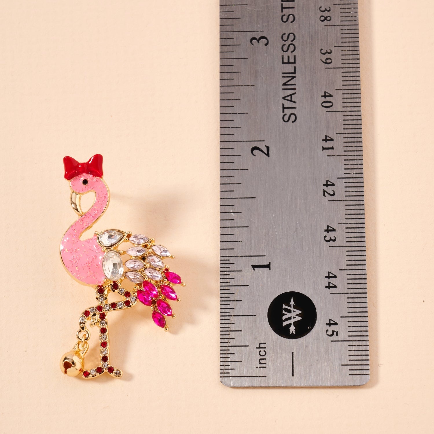 Rhinestone Flamingo Bell Drop Earrings | Tropical Statement Charm