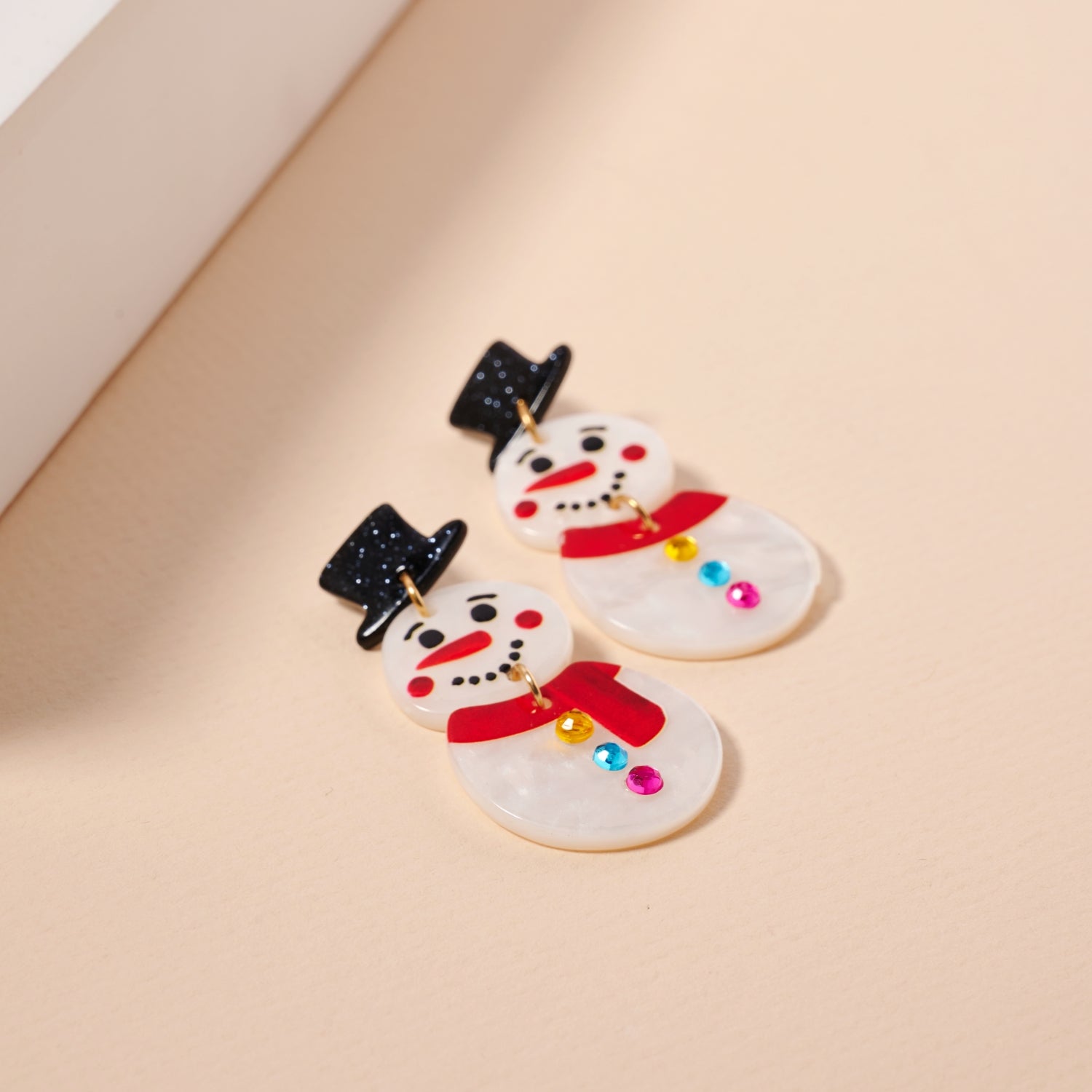 Snowman Acetate Dangle Earrings | Christmas Holiday Earrings