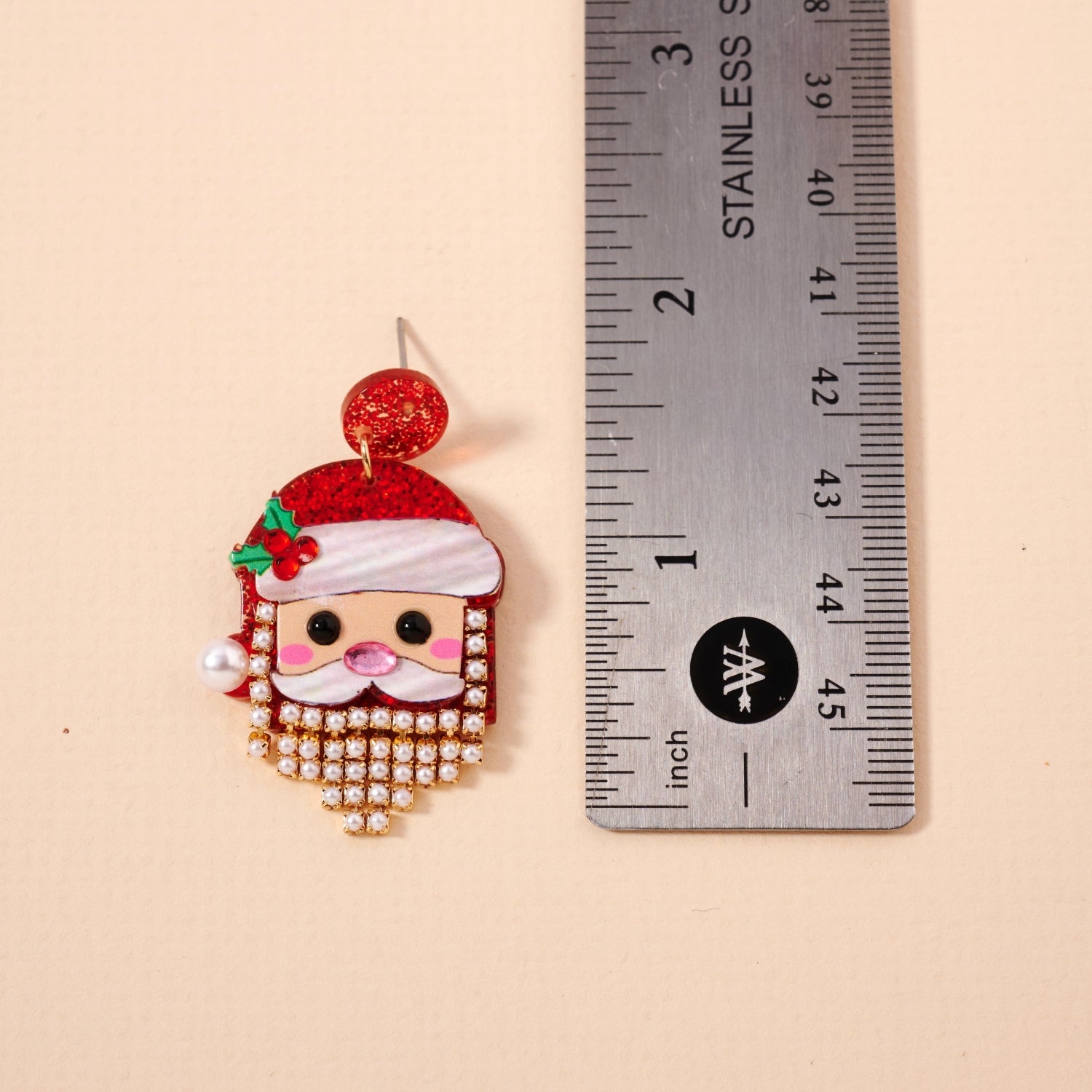 Pearl Bearded Santa Dangle Earrings | Holiday Earrings