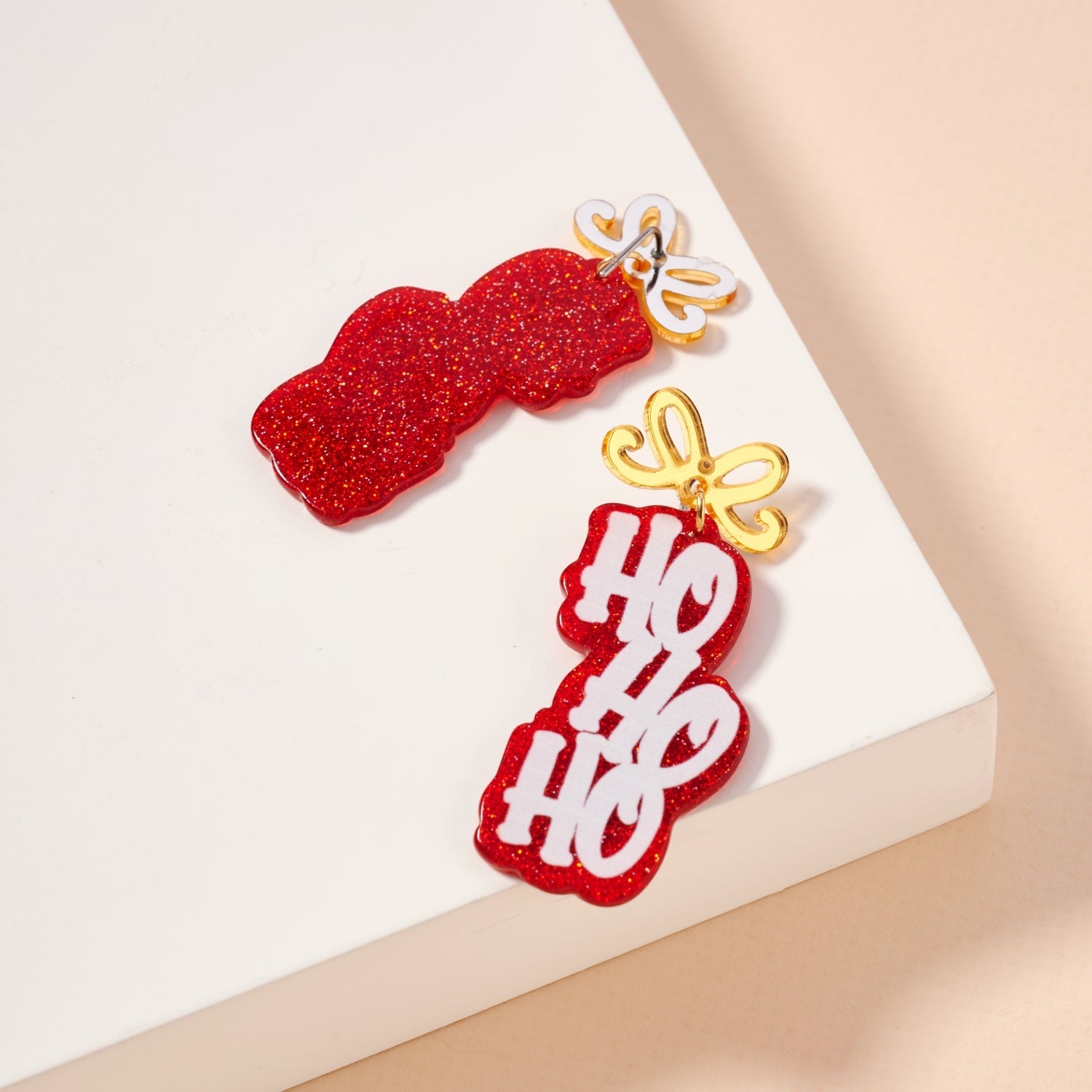 Festive “Ho Ho Ho” Acetate Holiday Drop Earrings