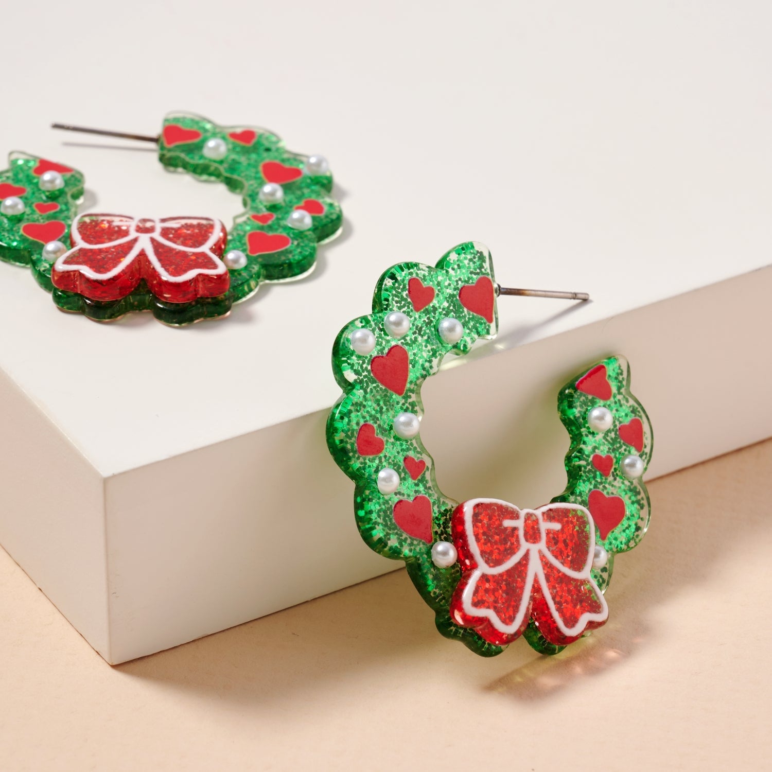 Festive Ornament Holiday Hoop Earrings