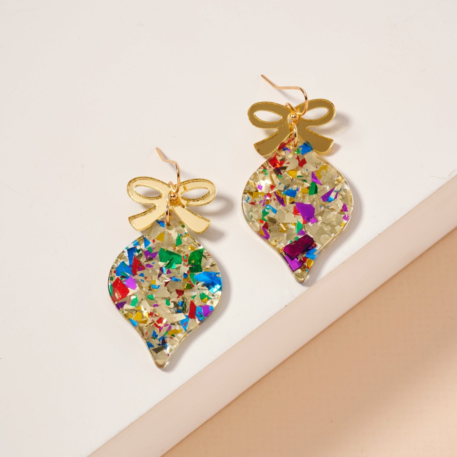 Holiday Ornament Glitter Drop Earrings