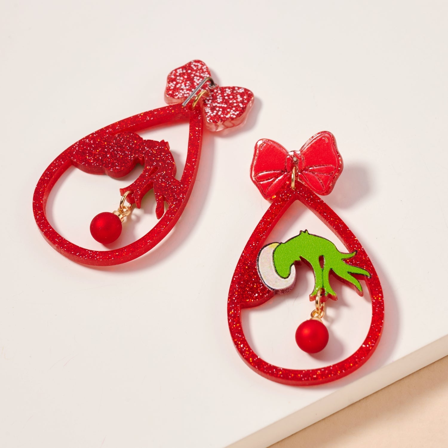 Elegant Green Monster Hand Earrings – Festive Holiday Statement