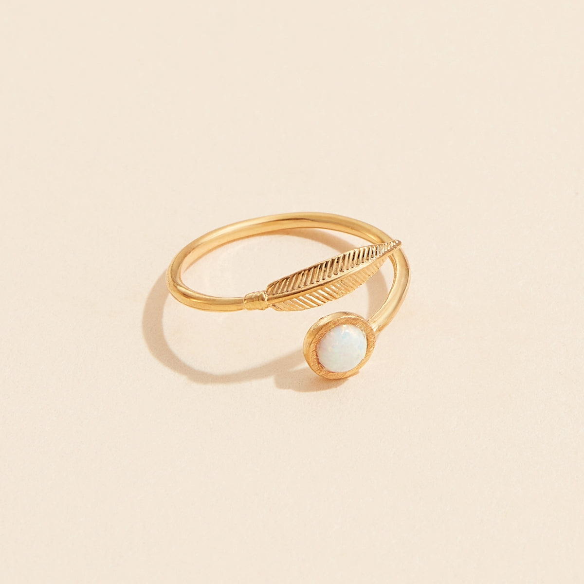 Opal Charm Gold Dip Ring