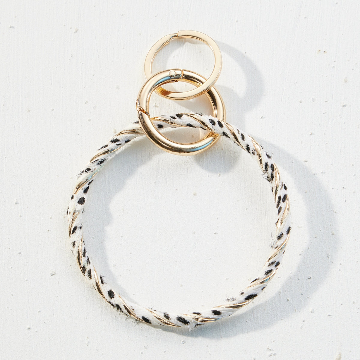Genuine Leather Animal Print Twisted Bracelet Keychain
