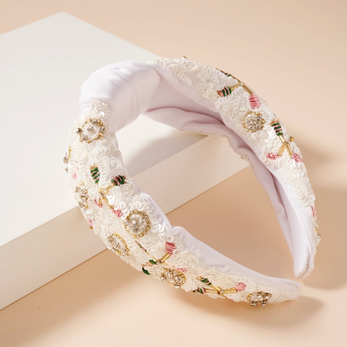 Elegant Sequined & Beaded Knot Headband