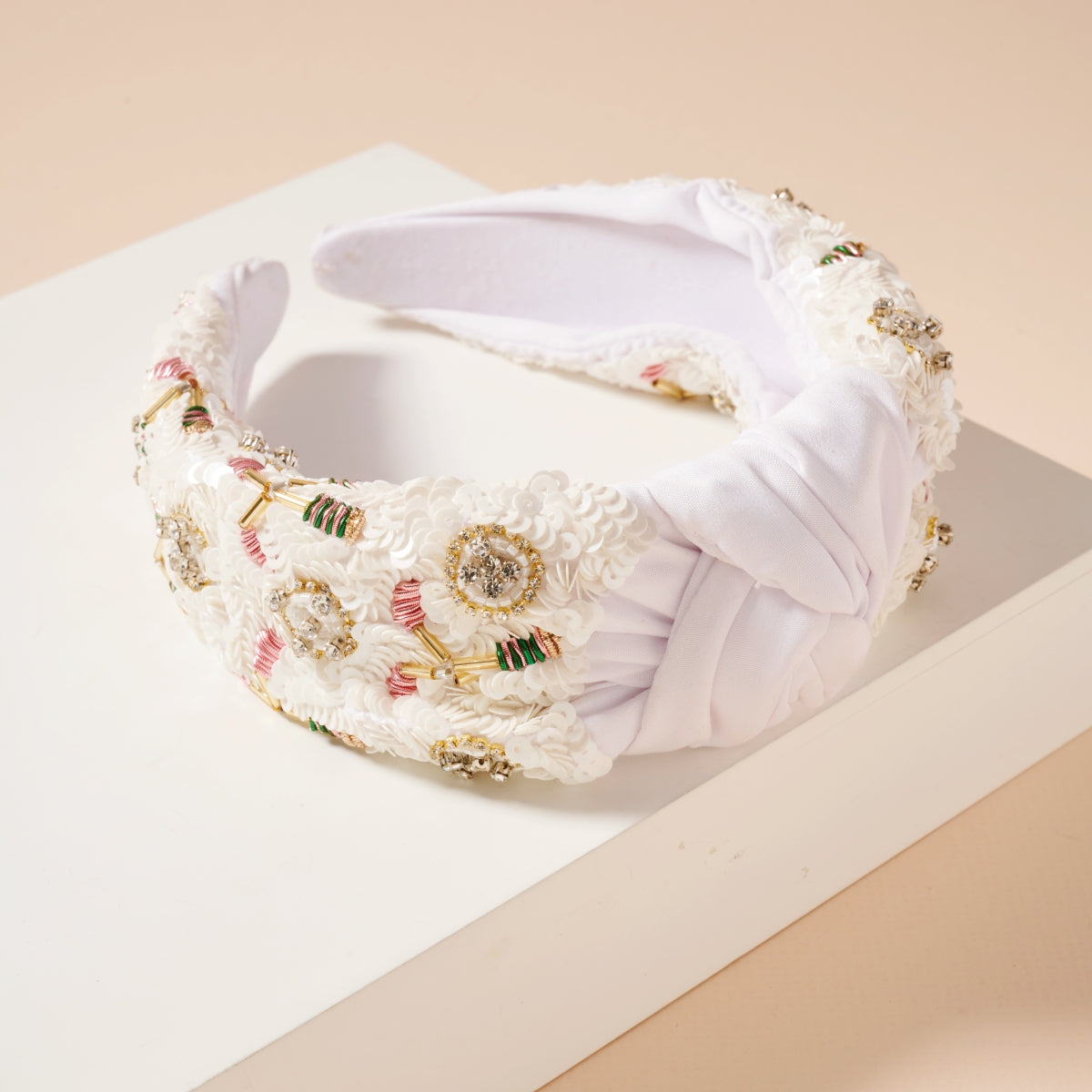 Elegant Sequined & Beaded Knot Headband