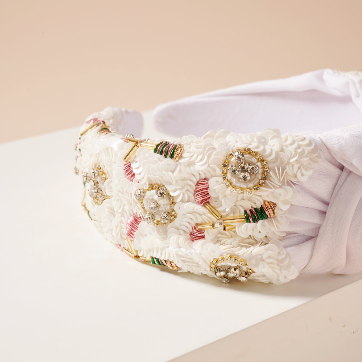 Elegant Sequined & Beaded Knot Headband