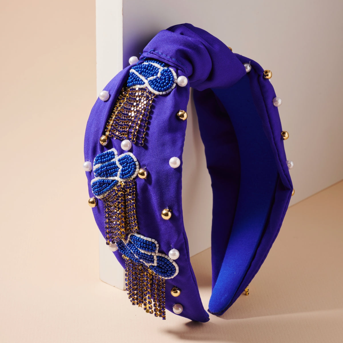 Tassel Headband with Seed Beads & Pearls