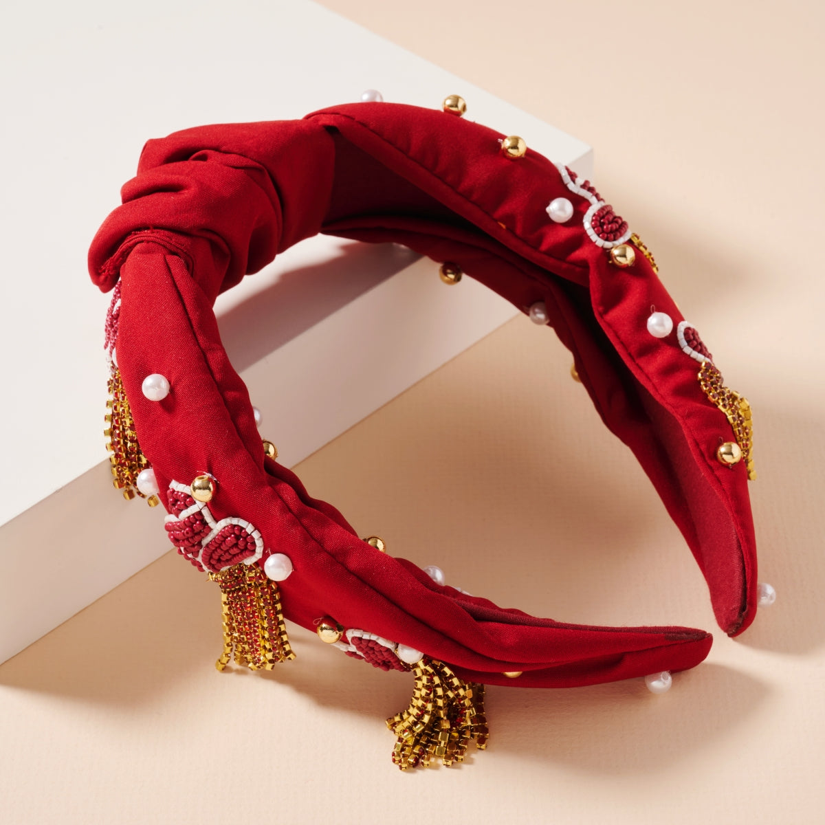 Tassel Headband with Seed Beads & Pearls