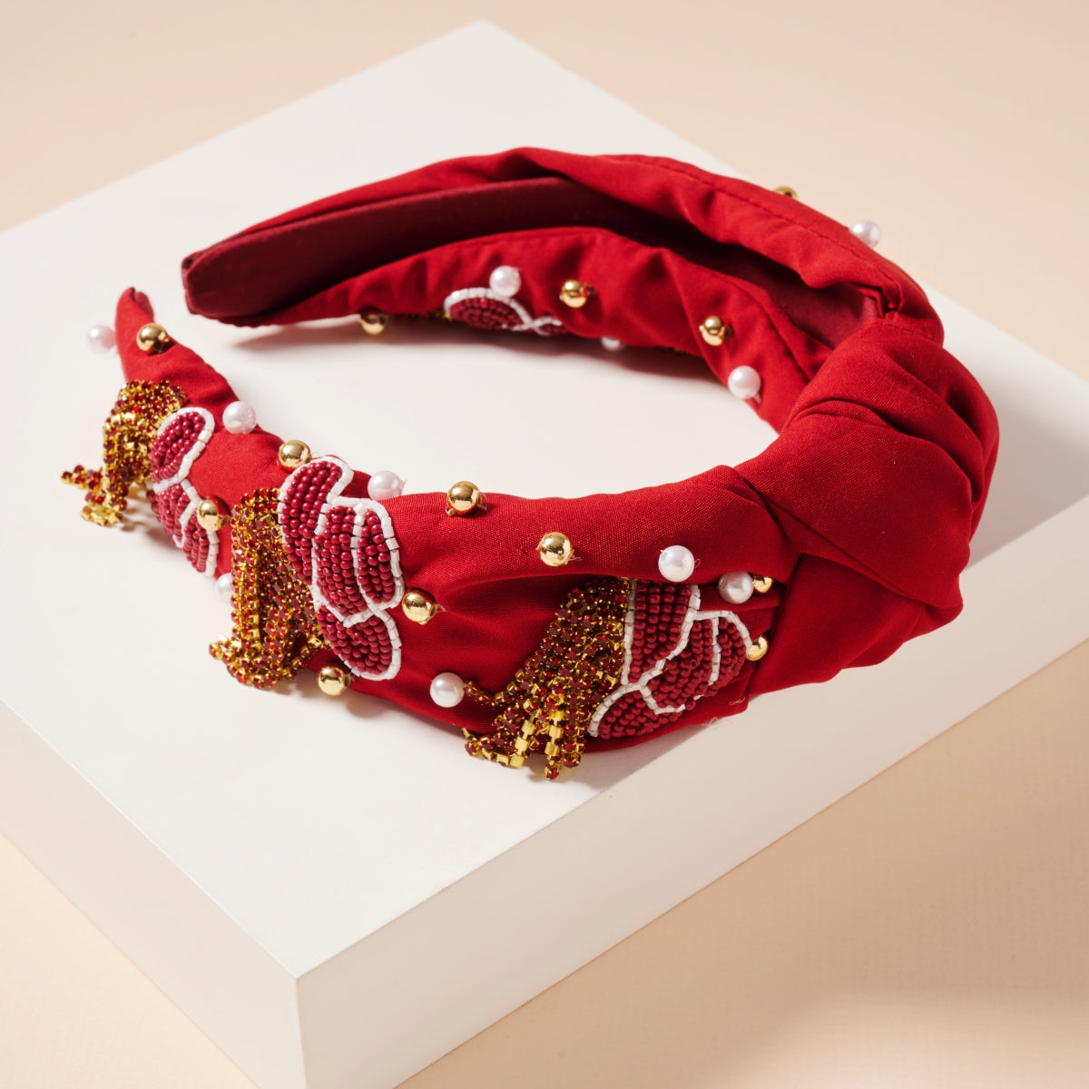 Tassel Headband with Seed Beads & Pearls