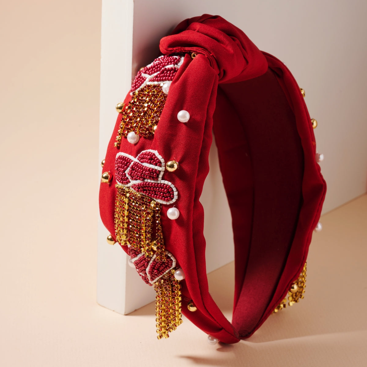 Tassel Headband with Seed Beads & Pearls