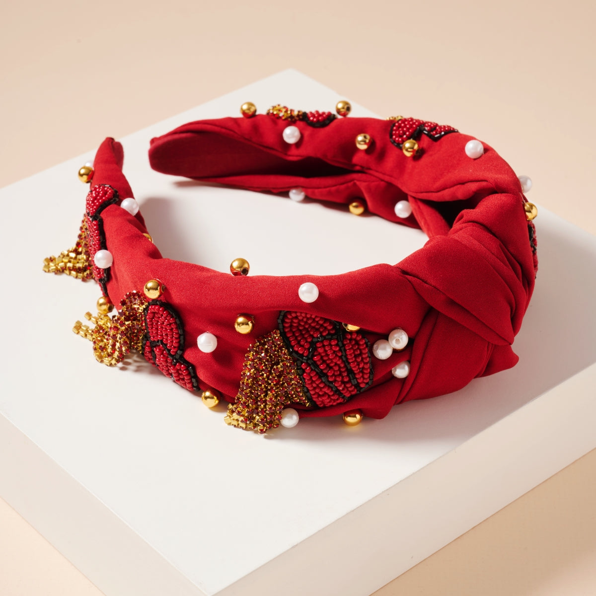 Tassel Headband with Seed Beads & Pearls