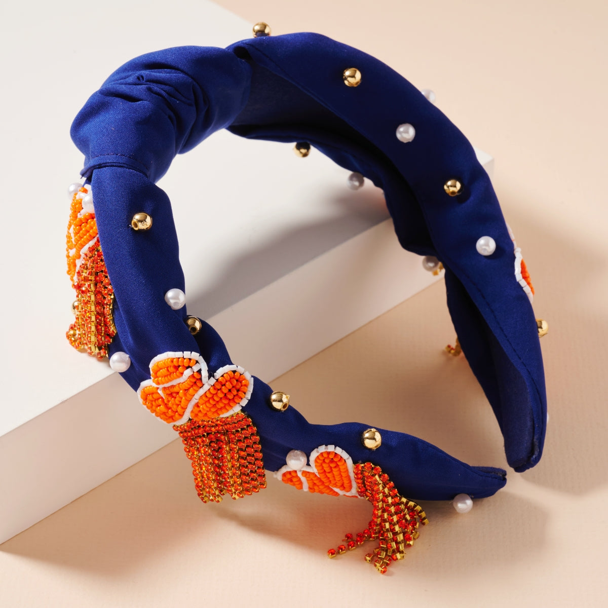Tassel Headband with Seed Beads & Pearls