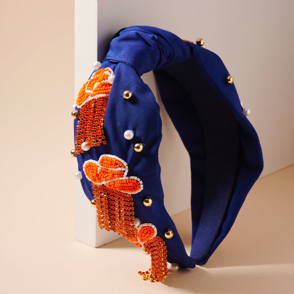Tassel Headband with Seed Beads & Pearls