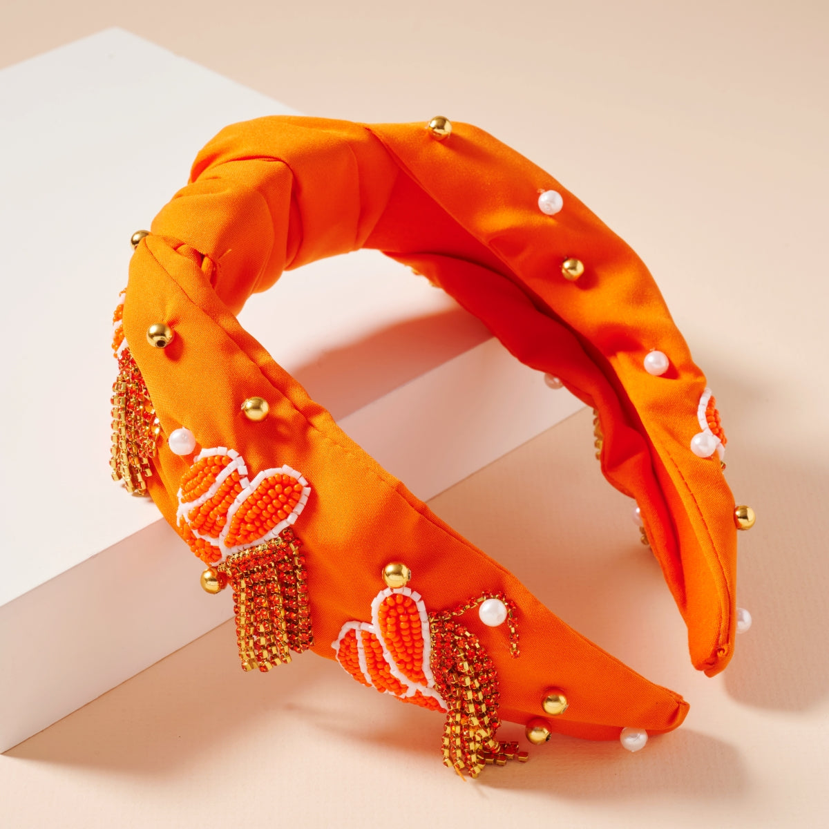 Tassel Headband with Seed Beads & Pearls