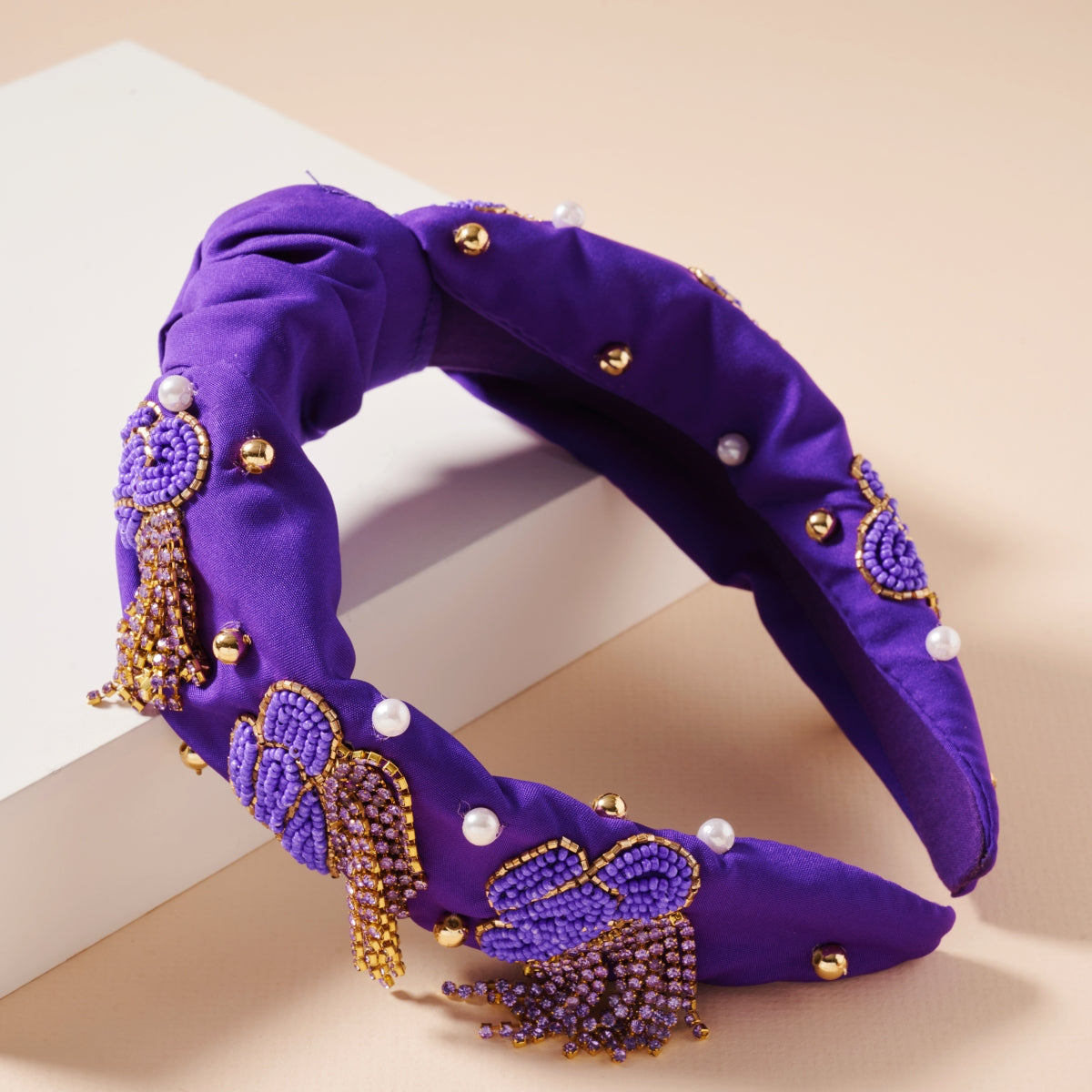 Tassel Headband with Seed Beads & Pearls
