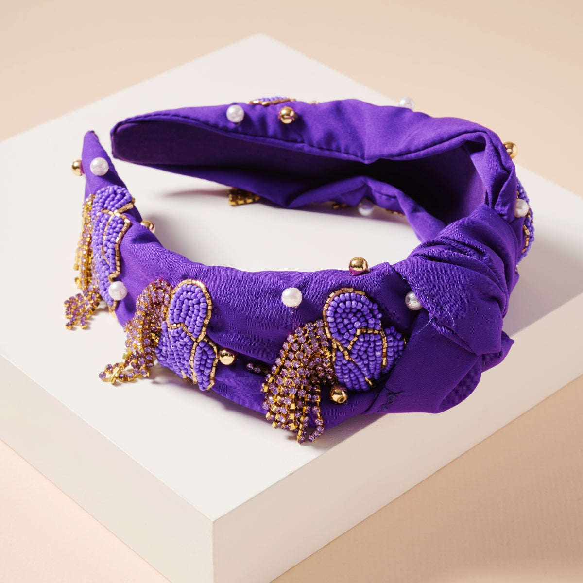 Tassel Headband with Seed Beads & Pearls