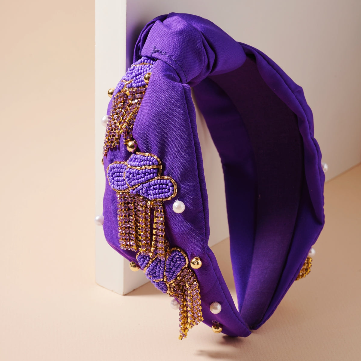 Tassel Headband with Seed Beads & Pearls