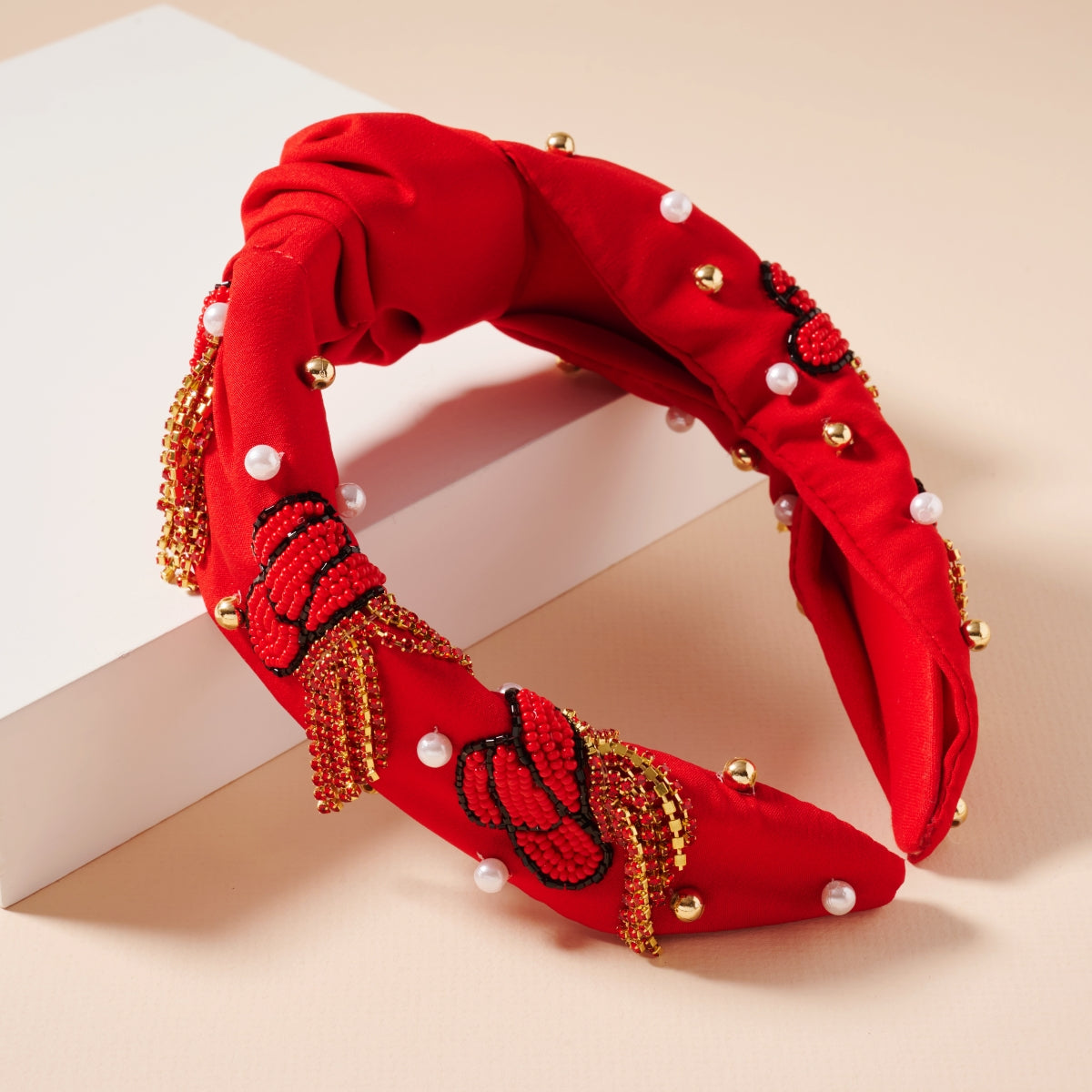 Tassel Headband with Seed Beads & Pearls