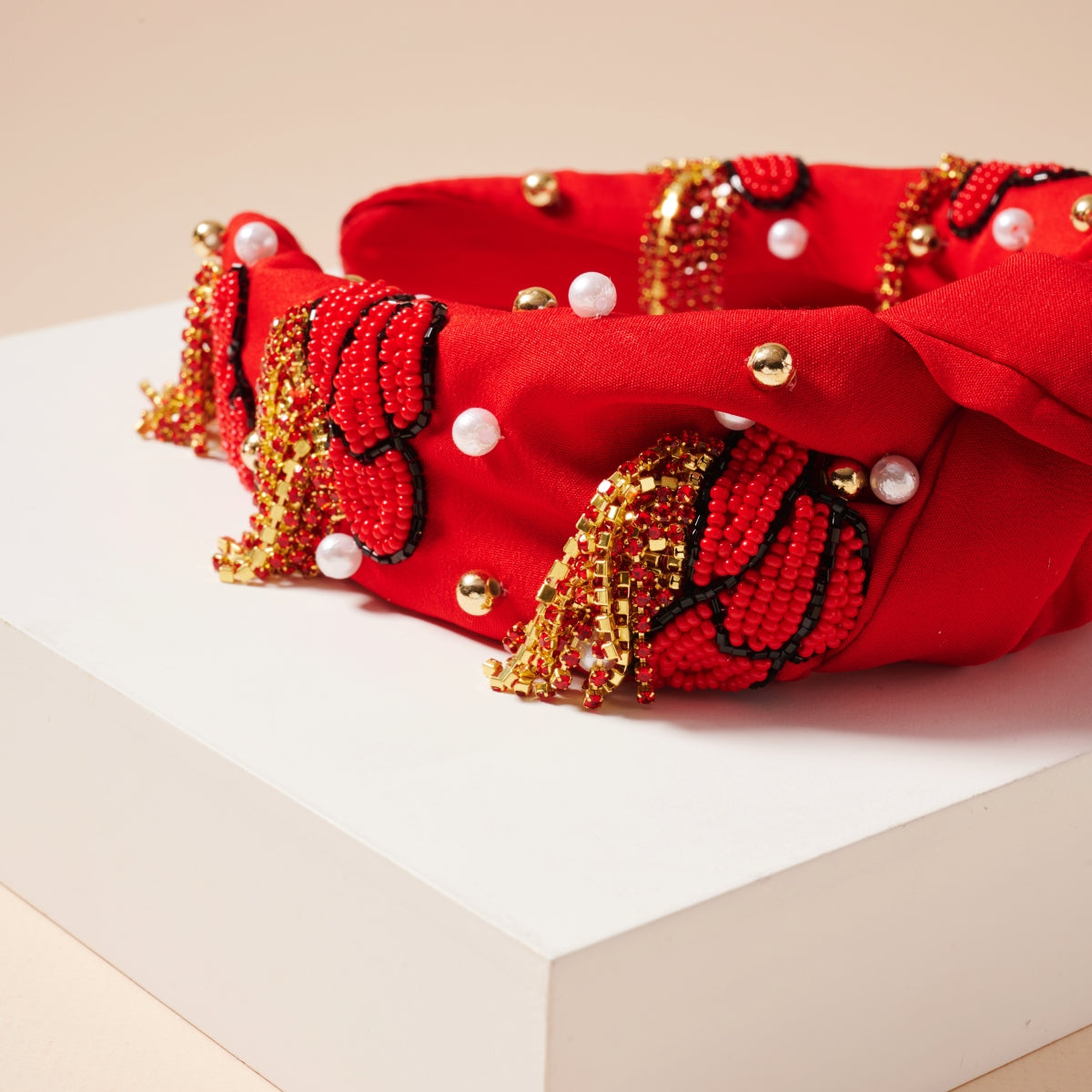 Tassel Headband with Seed Beads & Pearls