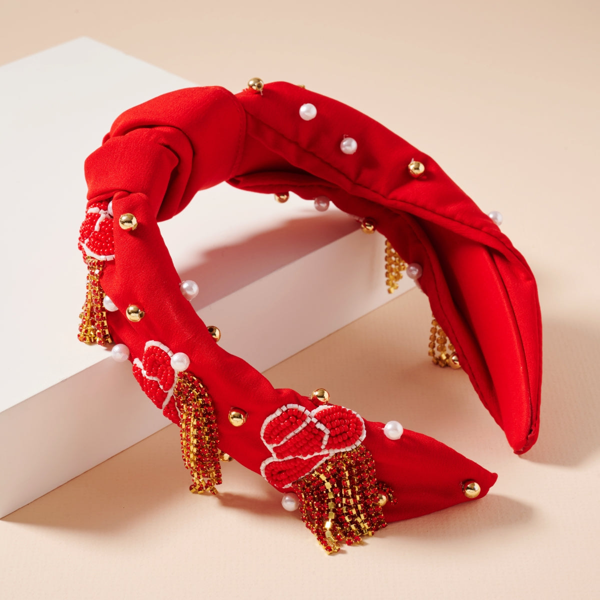 Tassel Headband with Seed Beads & Pearls