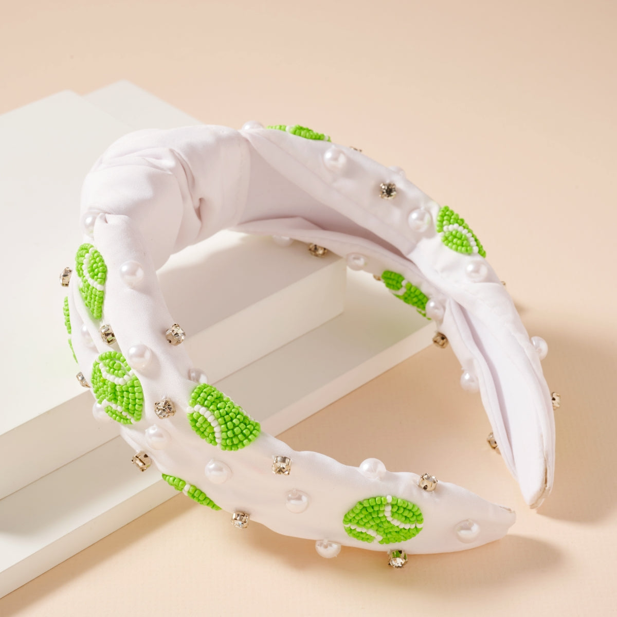 Chic Tennis Ball Beaded Knot Headband - Frem