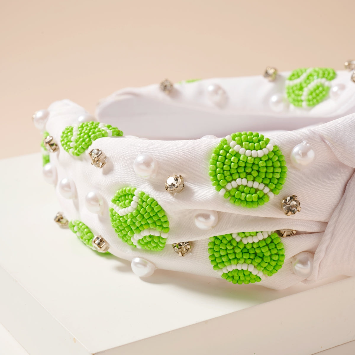 Chic Tennis Ball Beaded Knot Headband - Frem