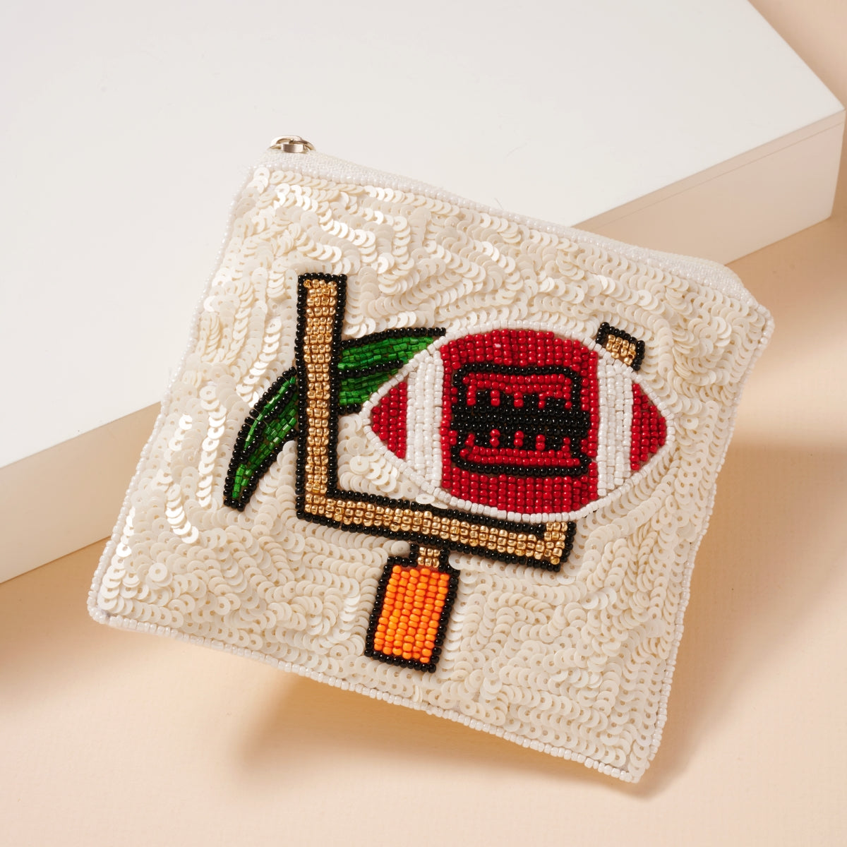 Beaded Football Goal Post Coin Pouch