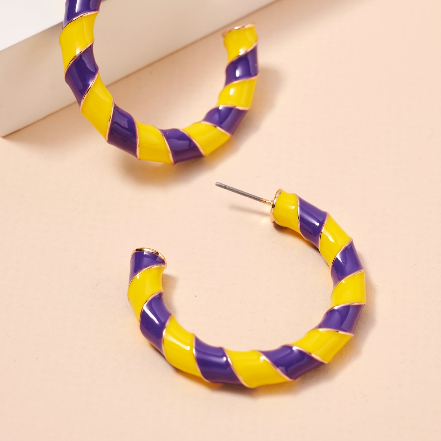 Game Day Enamel Open Hoop Earrings