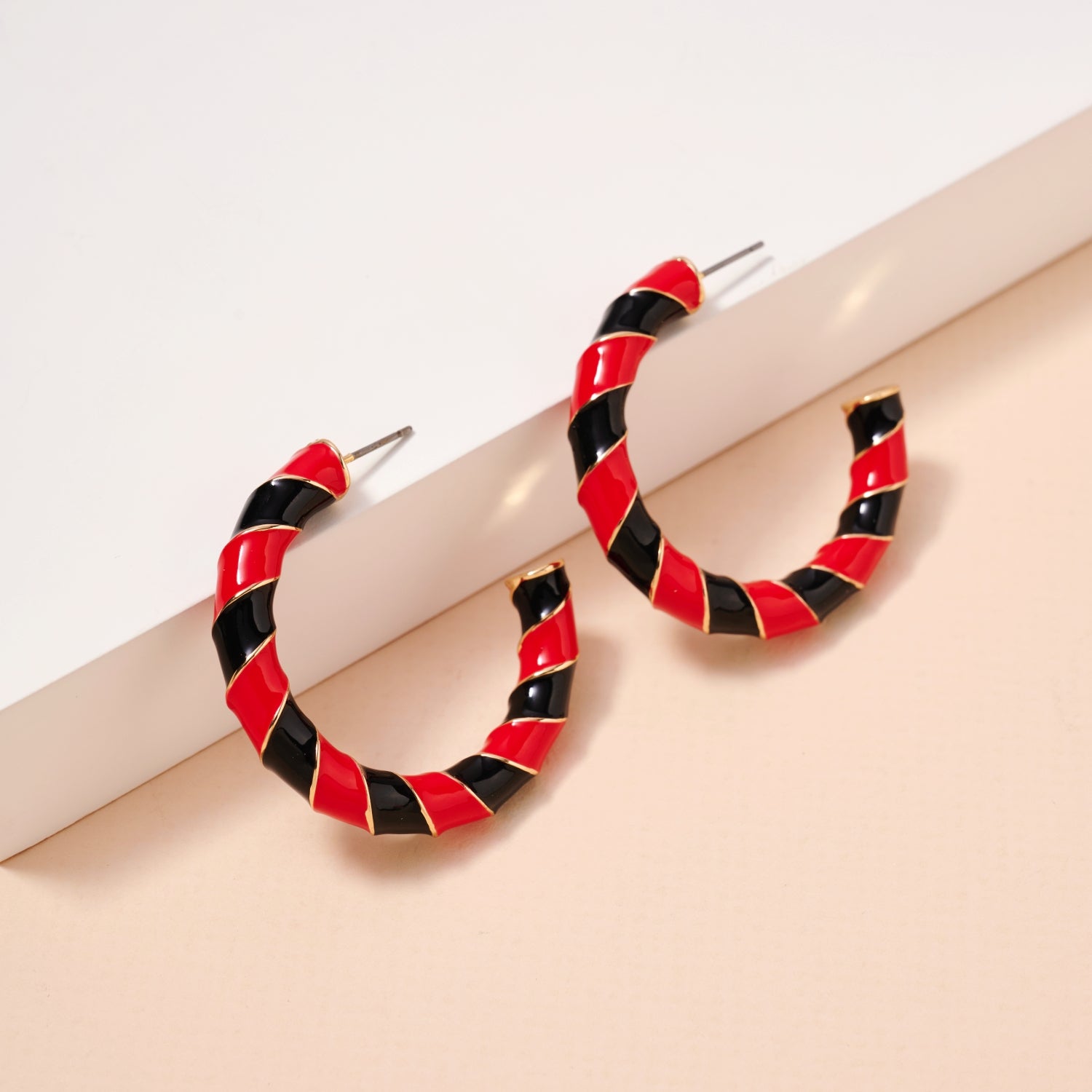 Game Day Enamel Open Hoop Earrings