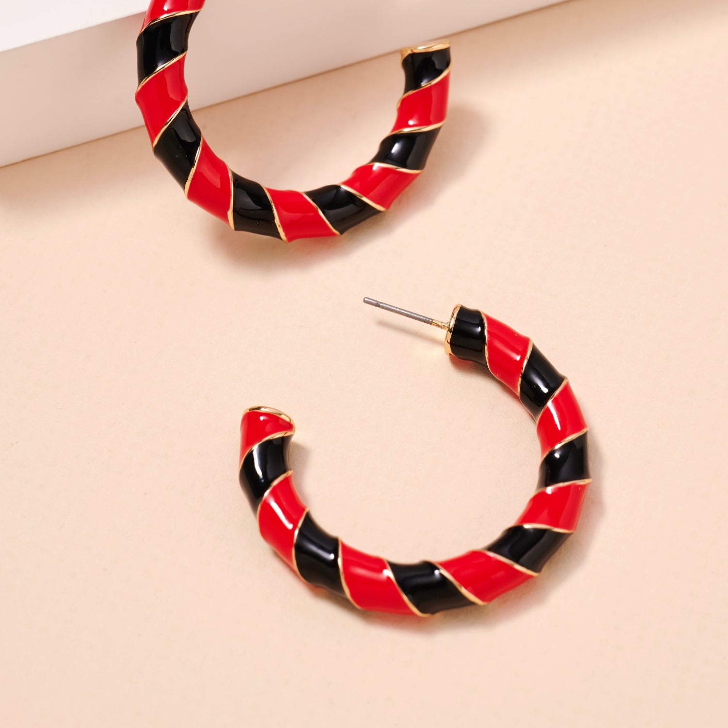 Game Day Enamel Open Hoop Earrings