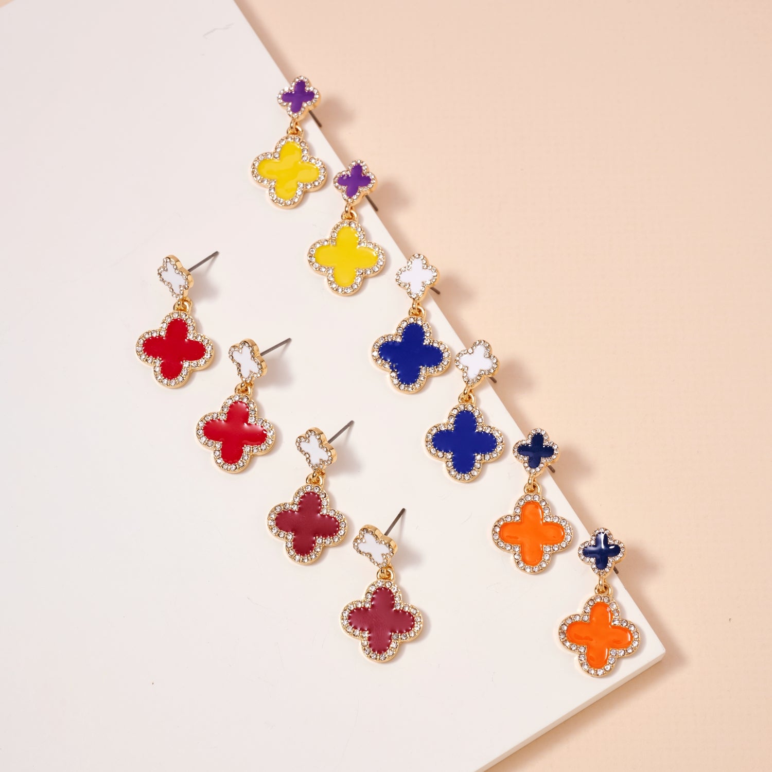 Game Day Enamel Clover Drop Earrings – Team Color Statement