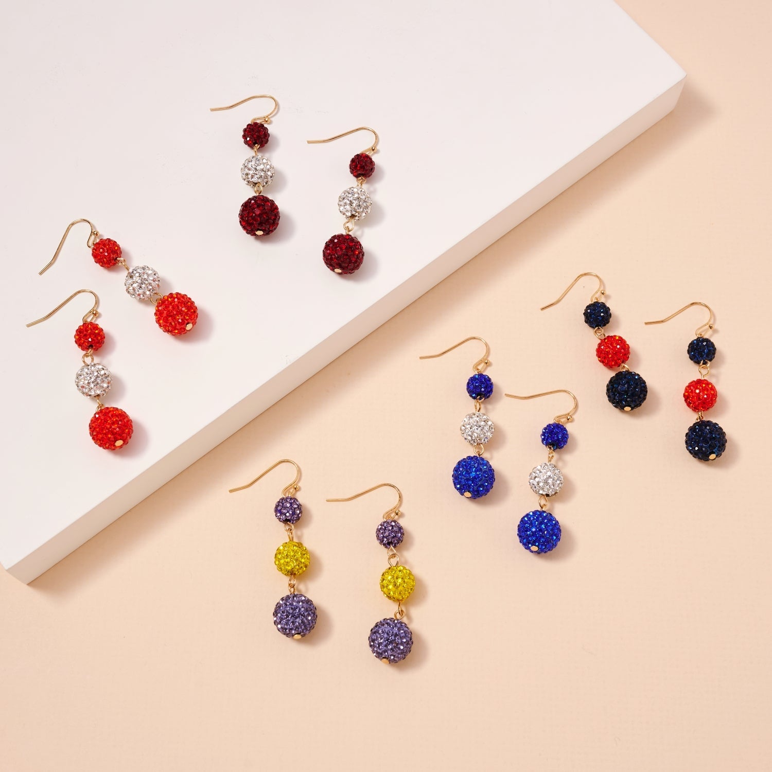Game Day Rhinestone Ball Dangling Earrings