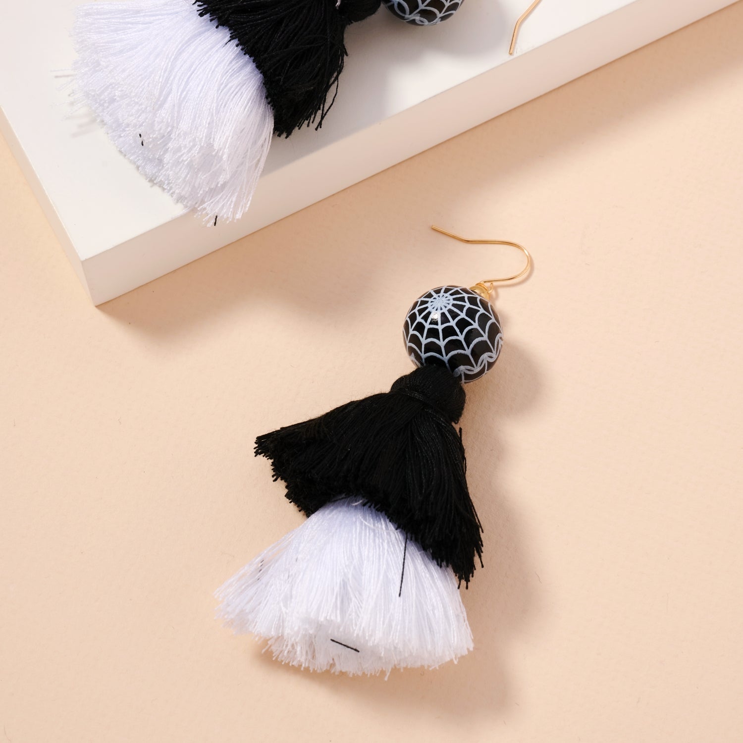 Halloween Spider Web Ball Fringe Dangling Earrings