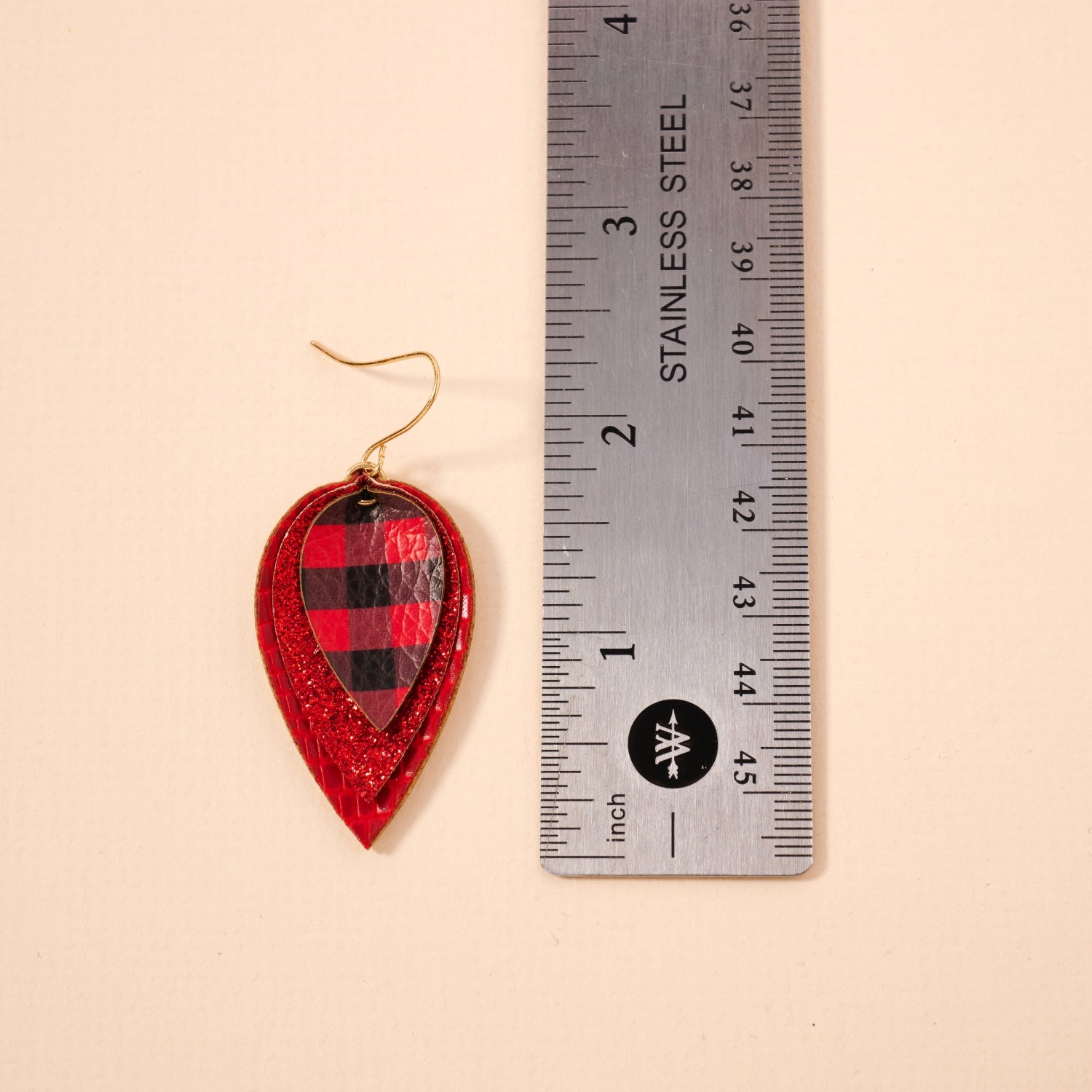 Layered Plaid Teardrop Earrings | Glitter Faux Leather Dangles