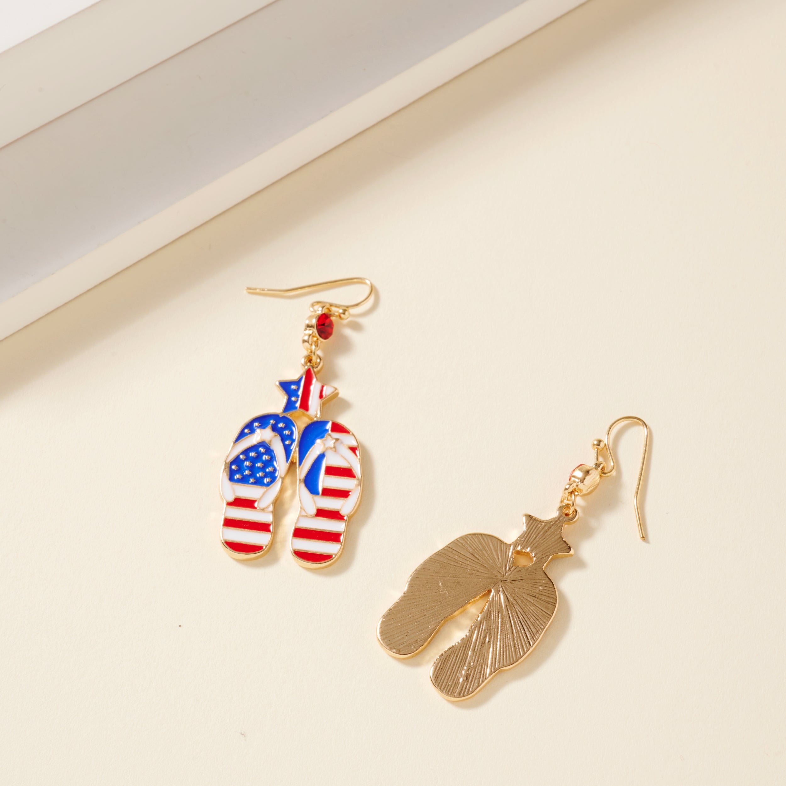Patriotic USA Flag Flip Dangling Earrings