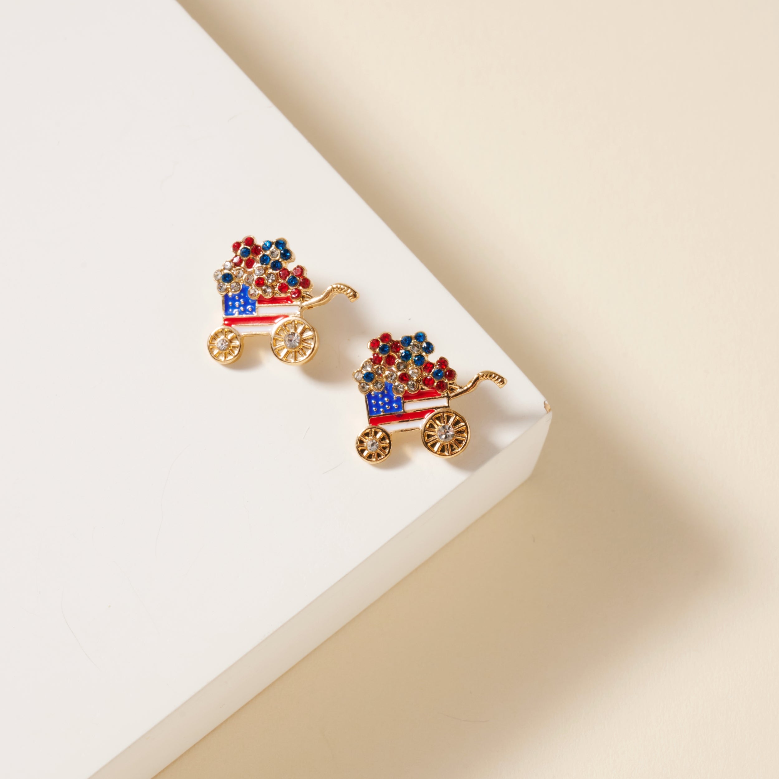 USA Flag Floral Stud Earrings